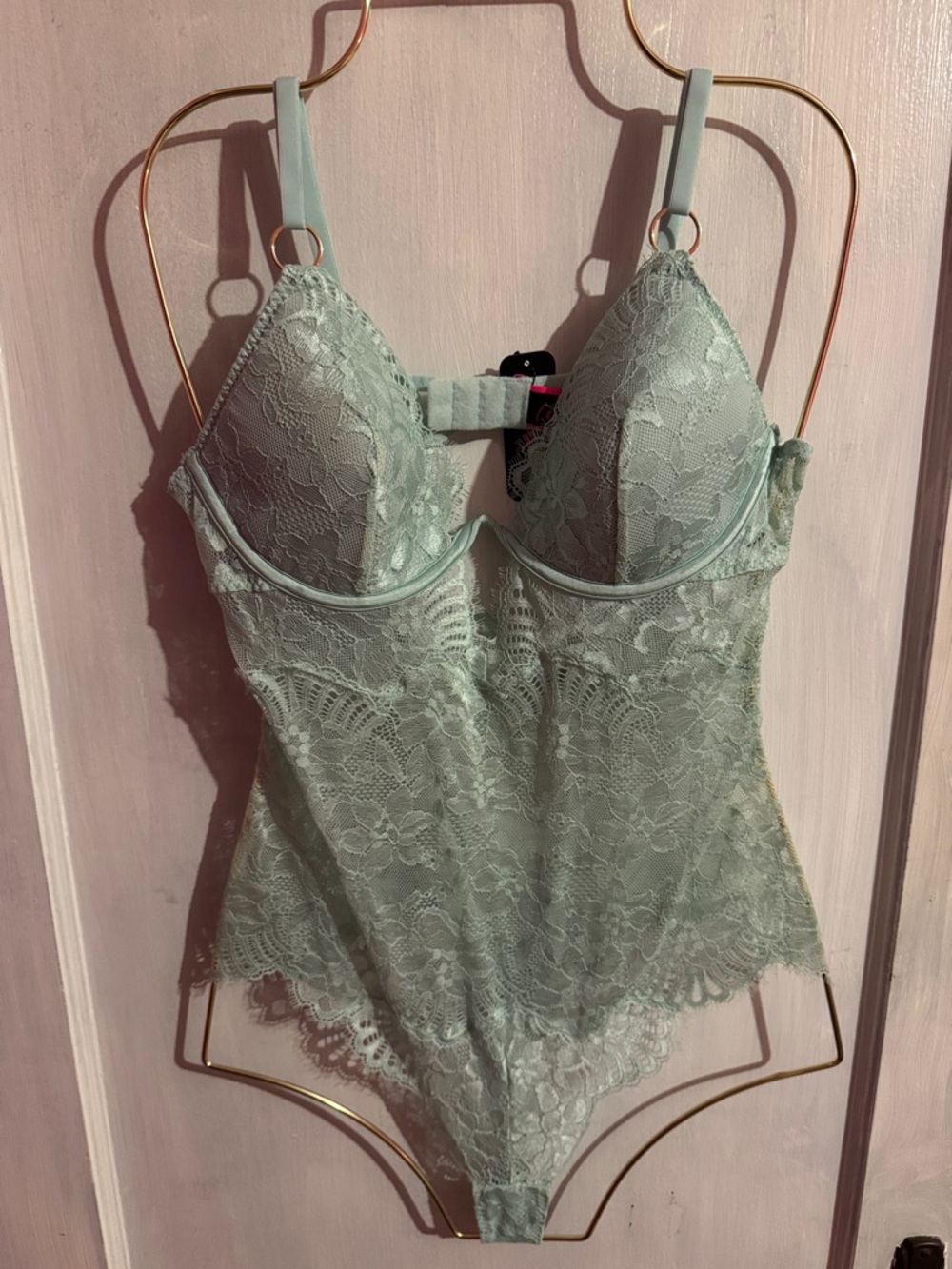 La Senza Lace Thong Bodysuit in Mint Green
